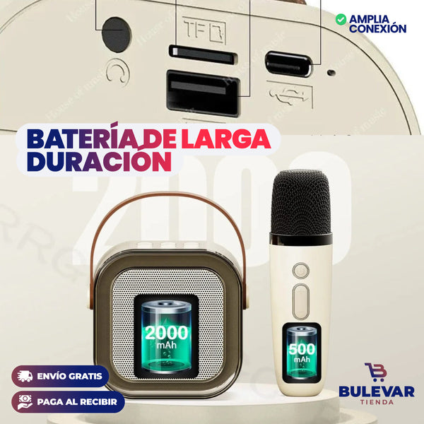 PARLANTE KARAOKE CON MICRÓFONO INALÁMBRICO